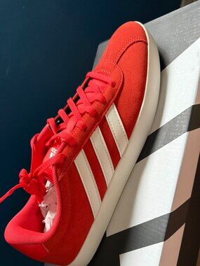 NWT Adidas VL Court 3.0 Red Suede Sneakers Women’s 6.5 / Youth 5Y